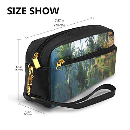 Pencil Case Pen Bag Pouch Stationary,Terrace Rice Fields Palm Trees Traditional Farmhouse Morning Sunrise View Bali Indonesia,Small Makeup Bag Coin Purse