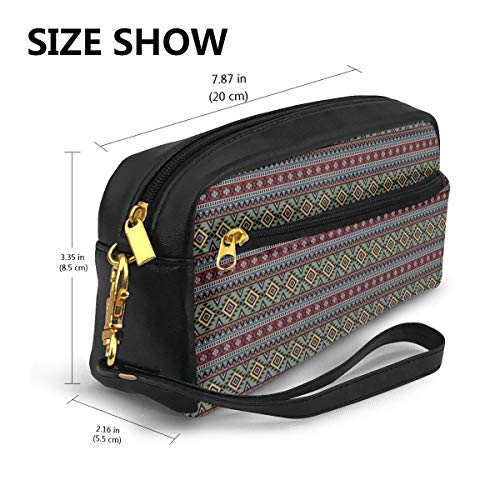 Pencil Case Pen Bag Pouch Stationary,Tribal Aztec Pattern with Primitive Artistic Geometric Old Mexican Folk Effects,Small Makeup Bag Coin Purse