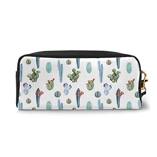 Pencil Case Pen Bag Pouch Stationary,Watercolor Cactus Plant Image Desert Hot Mexican Souh Nature Floral Print,Small Makeup Bag Coin Purse