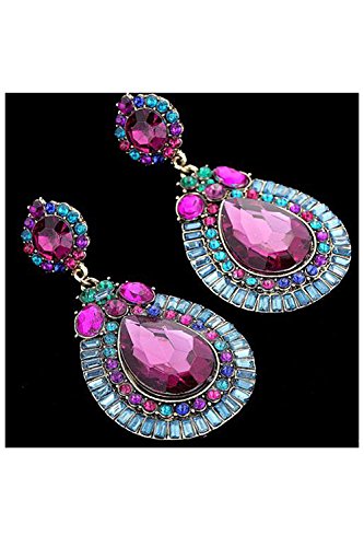 Pendientes coloridos de SODIAL(R), diseño de lágrima