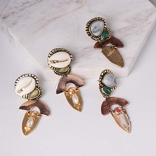 Pendientes de conchas marinas geométricas vintage, bodas, fiestas, joyas, regalos navideños, granito,pendientes mujer,Pendientes de bisutería baratos,Prevenir alergias,Libre de níquel