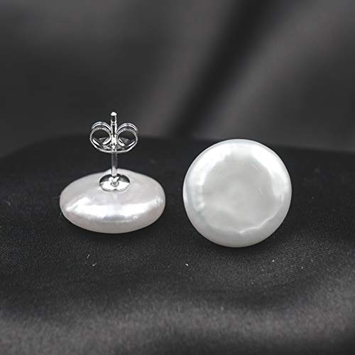 Pendientes de Mujer de Perlas Cultivadas de Agua Dulce tipo Moneda SECRET & YOU - Plata de ley de 925 milésimas - Disponibles en 11-12 mm,12-13 mm y 13-14 mm