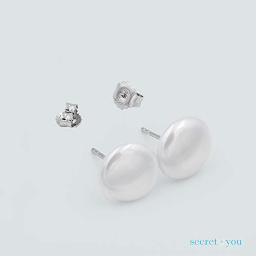 Pendientes de Mujer de Perlas Cultivadas de Agua Dulce tipo Moneda SECRET & YOU - Plata de ley de 925 milésimas - Disponibles en 11-12 mm,12-13 mm y 13-14 mm