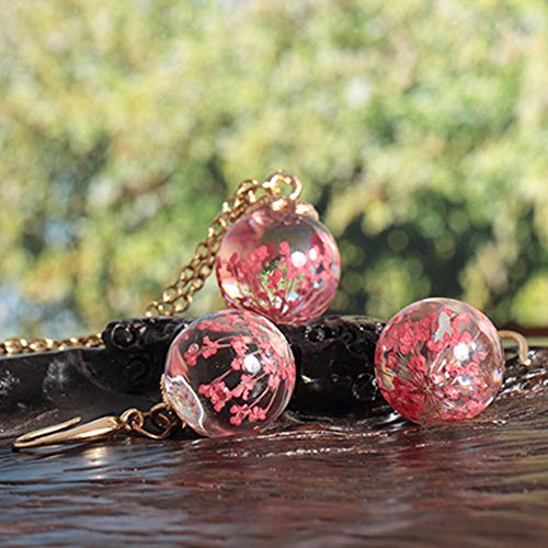 Pengyu - Juego de joyería para mujer, diseño de flor seca con bola de cristal, color rosa
