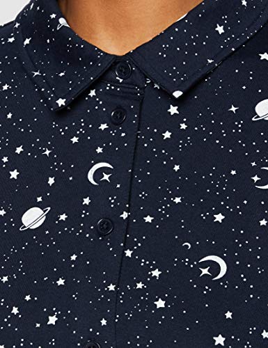 Peopletree Galaxy Print Pyjama Shirt Dress Camisón, Multicolor (Navy Multi NYX), 42 ES para Mujer