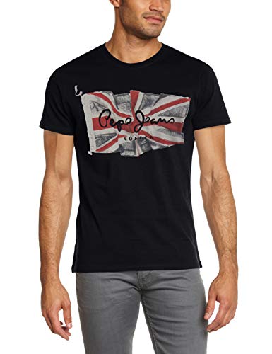 Pepe Jeans Flag Logo Camiseta, Negro (Black 999), XX-Large para Hombre