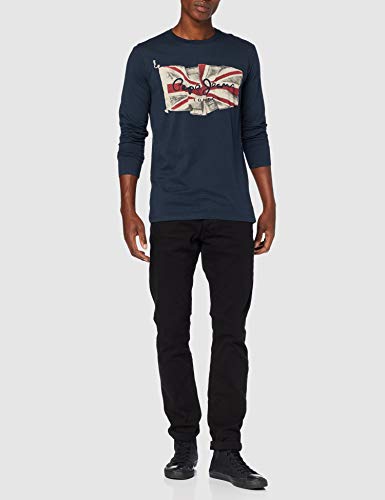 Pepe Jeans Flag Logo LS Camiseta, (Dulwich 594), X-Large para Hombre