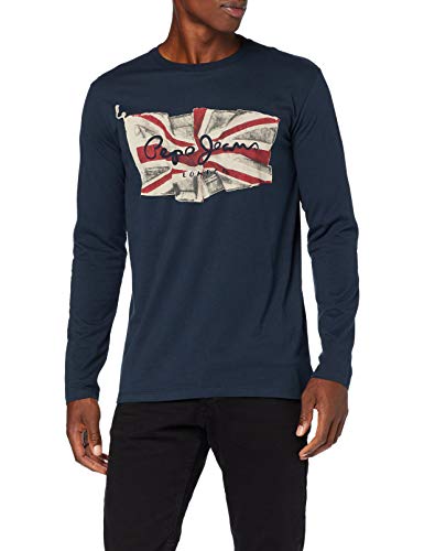 Pepe Jeans Flag Logo LS Camiseta, (Dulwich 594), X-Large para Hombre