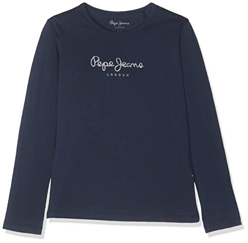 Pepe Jeans Hana Glitter L/s Camiseta, Azul (Navy 595), 11-12 años (Talla del Fabricante: 12) para Niñas