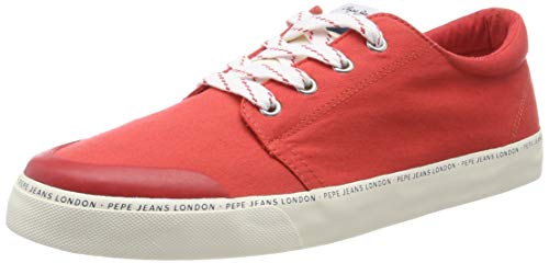 Pepe Jeans Traveller Basic Man, Zapatillas para Hombre, Rojo Red 255, 45 EU