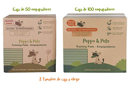 Peppo and Pets -50 empapadores para Entrenar Cachorros - 6 Capas - Súper absorbentes- 60 cm x 60 cm- Secado rápido