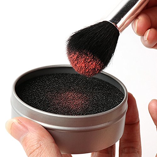Pergrate Brocha para Maquillaje Esponja Limpiador Removedor Sombra de Ojos Colorete Polvo Seco Limpiar Caja