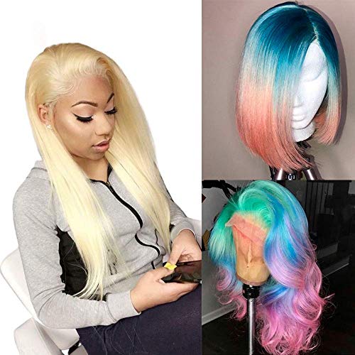 Peruano 613 Rubio Encaje frente peluca recta miel rubia del pelo humano Pelucas para las mujeres pre arrancado con el pelo del bebé 150% densidad 13x4 rubio Queen Plus pelo