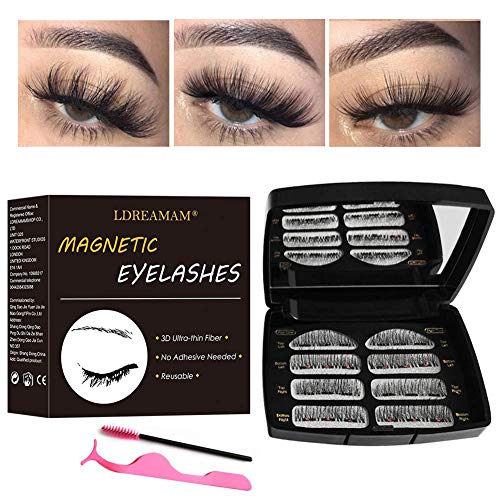 Pestañas Magneticas,Pestañas Postizas Magneticas,Magnetic Pestañas,3D Pestañas Postizas Naturales Magnéticas Reutilizables,2 pares con y Pinzas