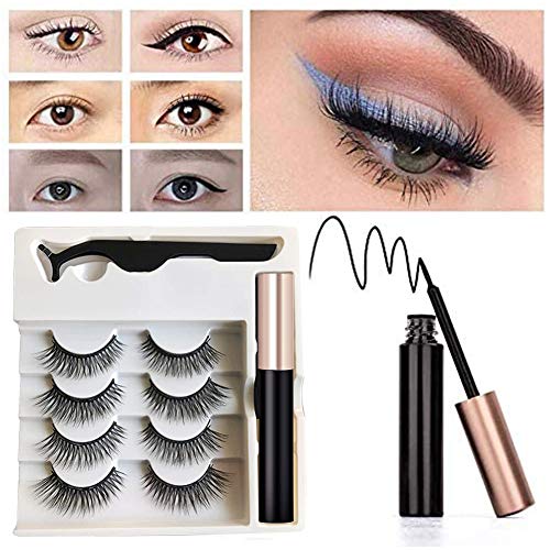 Pestañas Postizas Magneticas Kit,Pestañas Magneticas,Pestañas Postizas Magneticas Delineador Kit,No se Necesita Pegamento,3D Reutilizables Pestañas Eyeliner Waterproof(3 pares)