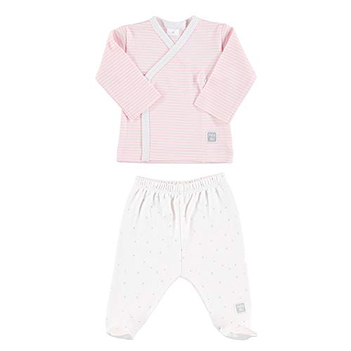 Petit Oh! - Conjunto de bebé 100% algodón Pima Talla 3-6 Meses (Listado Rosa + Estrella Rosa)