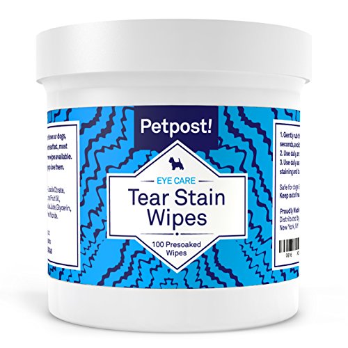 Petpost | Toallitas Limpiadoras de Ojos – 100 Almohadillas de Algodón Pre-Húmedas – El Mejor Tratamiento Ocular para Pelaje Blanco – Aprobado para Malteses – Libre de Químicos y Lejía – 4 Oz. (100 ct)