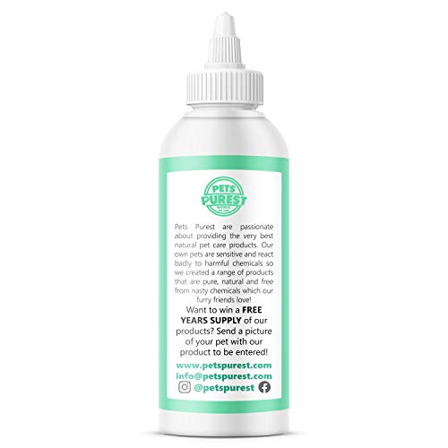 Pets Purest 100% Natural Limpiador de Oidos para Perros (250ml) con fórmula antihongos Repelente de ácaros picazón, Olor a mugre y Oreja desapareció en 2-3 días para Perros, Gatos y Mascotas