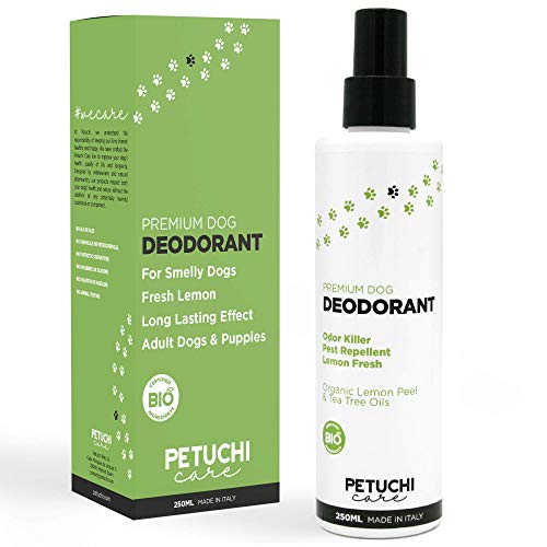PETUCHI Desodorante para Perros; Spray Hipoalergénico para Eliminar Olores; Ingredientes Bio; Limón Fresco; 250ml