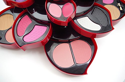 PhantomSky Flor de Ciruela Giratoria Sombra De Ojos Paleta de Maquillaje Cosmética con Polvo Prensado, Rubor y Brillo de Labios - Perfecto para Uso Profesional y Diario