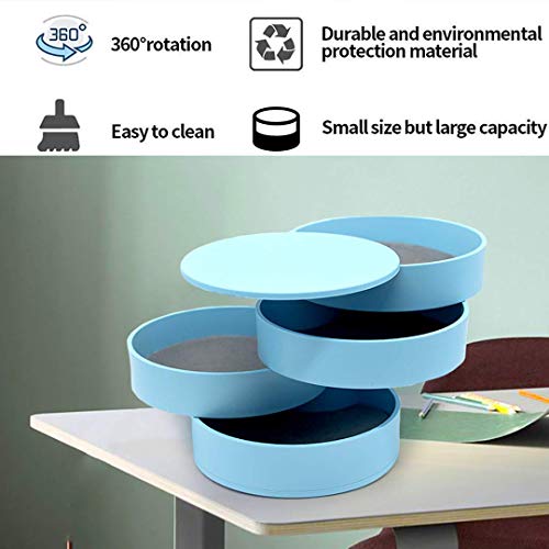 Phcom Jewelry Box Organizer with 4 Levels, Small Portable Cylindrical Jewelry Box with Lid, 360 Degree Rotatable Jewelry Box