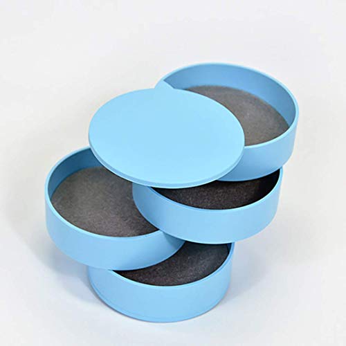 Phcom Jewelry Box Organizer with 4 Levels, Small Portable Cylindrical Jewelry Box with Lid, 360 Degree Rotatable Jewelry Box