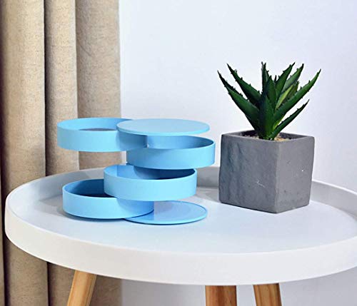 Phcom Jewelry Box Organizer with 4 Levels, Small Portable Cylindrical Jewelry Box with Lid, 360 Degree Rotatable Jewelry Box