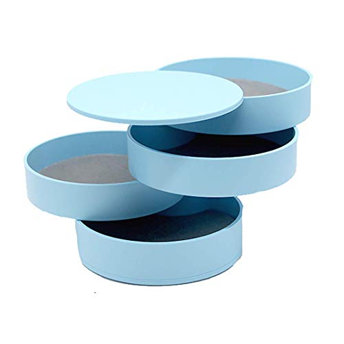 Phcom Jewelry Box Organizer with 4 Levels, Small Portable Cylindrical Jewelry Box with Lid, 360 Degree Rotatable Jewelry Box