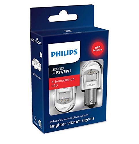 Philips 11499XURX2 LED foco de señalización para automóvil (P21/5W red), Rojo, Set de 2