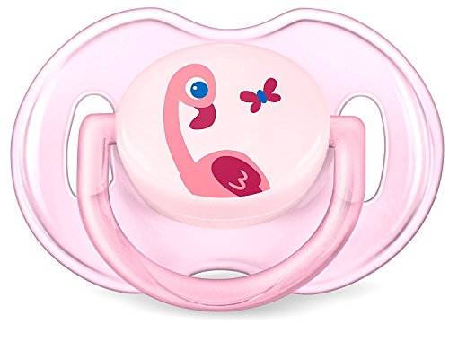 Philips Avent SCF169/26 - Set de 2 chupetes Gama Safari, de 0 a 6 meses, diseño tigre o flamenco, para niña, color Rosa y Amarillo