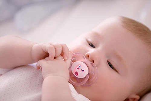 Philips Avent SCF169/26 - Set de 2 chupetes Gama Safari, de 0 a 6 meses, diseño tigre o flamenco, para niña, color Rosa y Amarillo