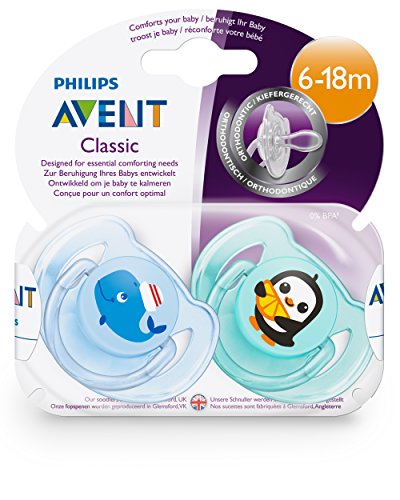 Philips AVENT SCF169/37 - Chupete (Chupete clásico para bebés, Silicona, Multicolor, 6 mes(es), 18 mes(es), Inglaterra)