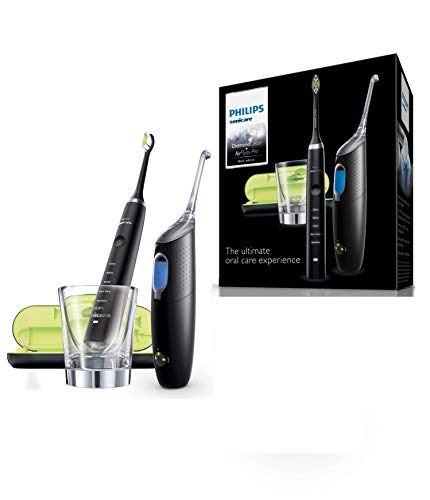Philips Sonicare Diamond Clean HX8491/03 - Cepillo Electrico Recargable y Irrigador Dental, 5 Modos de Limpieza, Vaso Cargador y Estuche USB, Color Negro