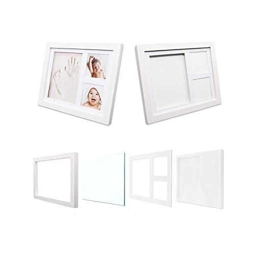 PicoTinaS. Marco de fotos para la huella de la mano y el pie del bebé con arcilla blanca, regalo original para recién nacidos