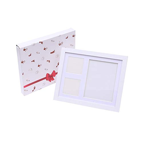 PicoTinaS. Marco de fotos para la huella de la mano y el pie del bebé con arcilla blanca, regalo original para recién nacidos