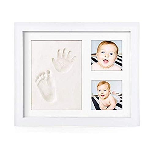PicoTinaS. Marco de fotos para la huella de la mano y el pie del bebé con arcilla blanca, regalo original para recién nacidos