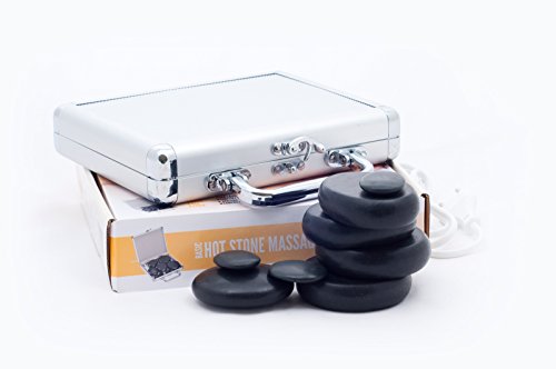Piedras de lava de masaje (8 piezas) en un maletín de calefacción, un juego de piedras para masaje facial, de espalda, de piernas y de todo el cuerpo, spa, bienestar y relajación