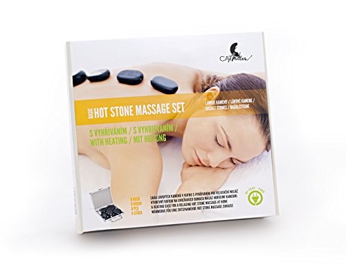 Piedras de lava de masaje (8 piezas) en un maletín de calefacción, un juego de piedras para masaje facial, de espalda, de piernas y de todo el cuerpo, spa, bienestar y relajación