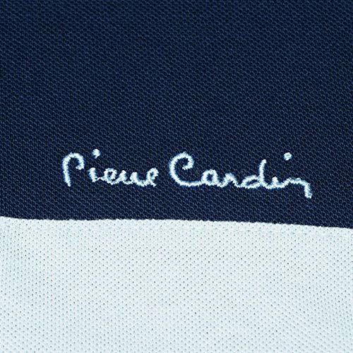 Pierre Cardin - New Season - Polo de piqué para hombre, 100% algodón, corte y costura, con cuello de piqué, con bordado de la firma Azul marino/Azul claro XL