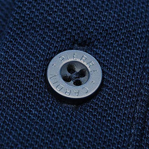 Pierre Cardin - New Season - Polo de piqué para hombre, 100% algodón, corte y costura, con cuello de piqué, con bordado de la firma Azul marino/Azul claro XL