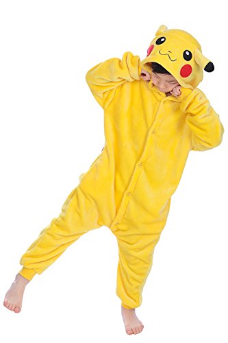 Pijama infantil Kigurumi de YAOMEI, unisex, pijama de franela con capucha para disfraz de Halloween, para Navidades, para fiestas de disfraces o para vestir