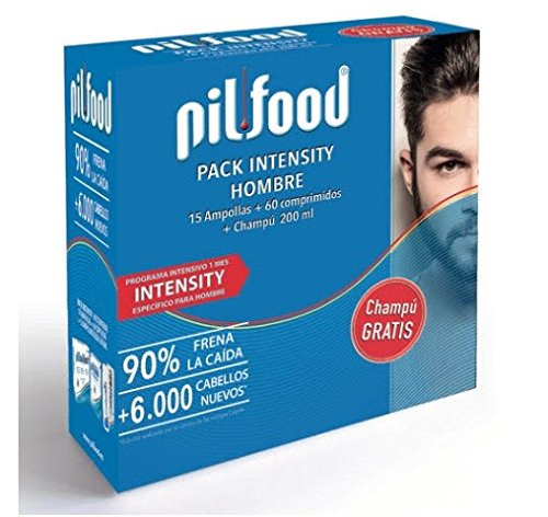PILFOOD Pack Intensity Hombre 1 Mes(15 ampollas+60 comprimidos+Champú 200ml regalo)