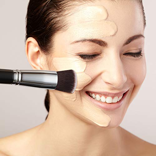 Pincel de maquillaje EIGSHOW con punta plana – Kabuki para polvo mineral, imprimación líquida, aplicación de base, corrector, blando, cepillo suave para la cara