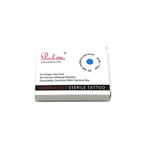 Pinkiou 18U Microblading Needles Hojas de tatuaje de cejas de maquillaje permanente (50 piezas)