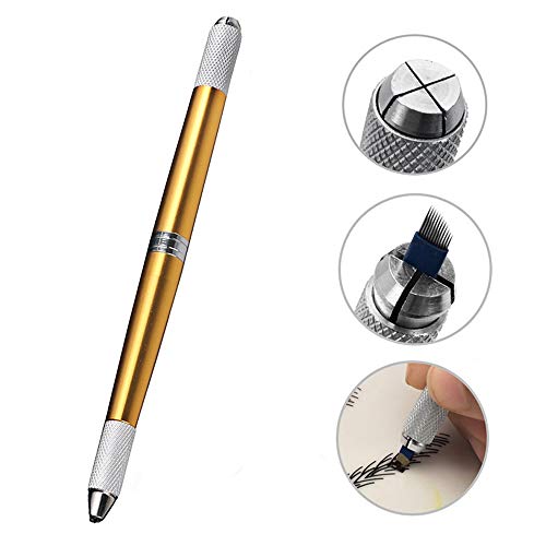 Pinkiou Eyebrow Tattoo Pen Pluma manual de microblading para maquillaje de delineador de cejas (dorado)