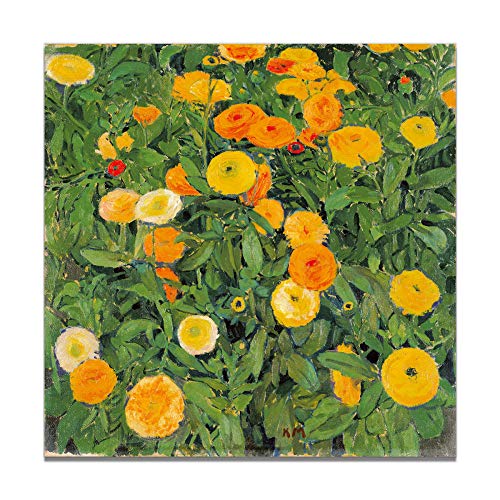 Pintura al óleo Retro Cartel de Planta Verde de caléndula Lienzo Impreso Pintura Arte de Pared Sala de Estar decoración del hogar sin marco-40X40cm