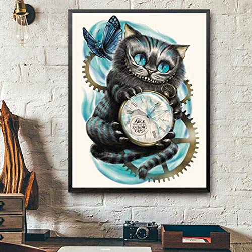 Pintura de diamante 5d recién llegados gato Alicia bordado país de las Maravillas punto de cruz mosaico regalo moda moderna decoración del hogar