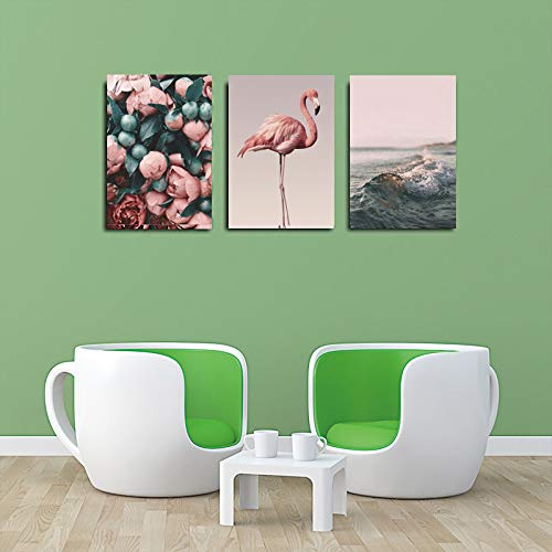 Pintura de lienzo Romántico Flamingo Rose Sea Wave Print Wall Art Poster Decoración del hogar sin marco 60X80cmX1