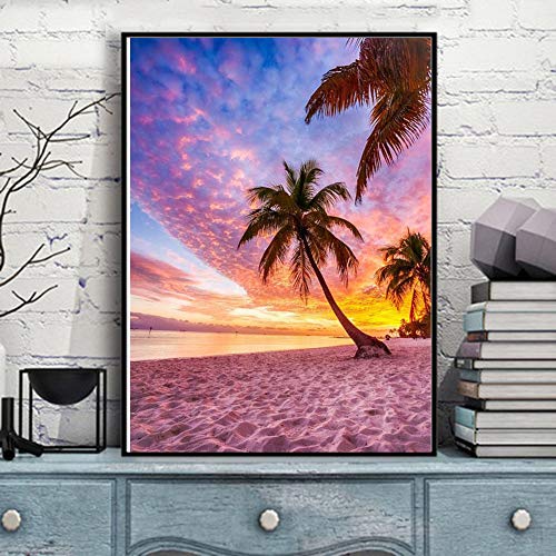 Pintura DIY 5D diamante, diamante bricolaje Pintura por Números diamante bordado Kit Asaka Coconut Tree 11.8x15.7in 1 Pack By Injoyser