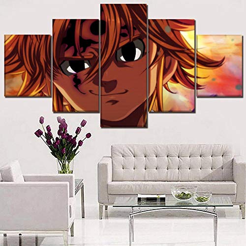 Pintura en lienzo decoración del hogar 5 piezas de siete pecados capitales pinturas impresiones murales póster de arte sala de estar Rkmaster